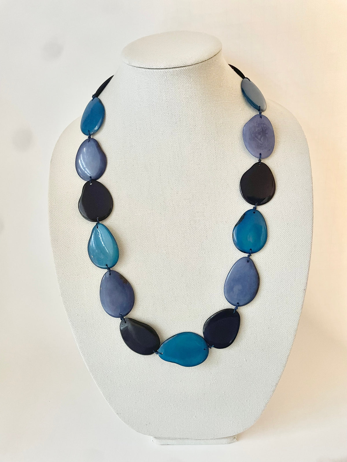 Blue & Turquoise Tagua Nut Statement Necklace | Eco-Friendly Artisan Jewelry spring