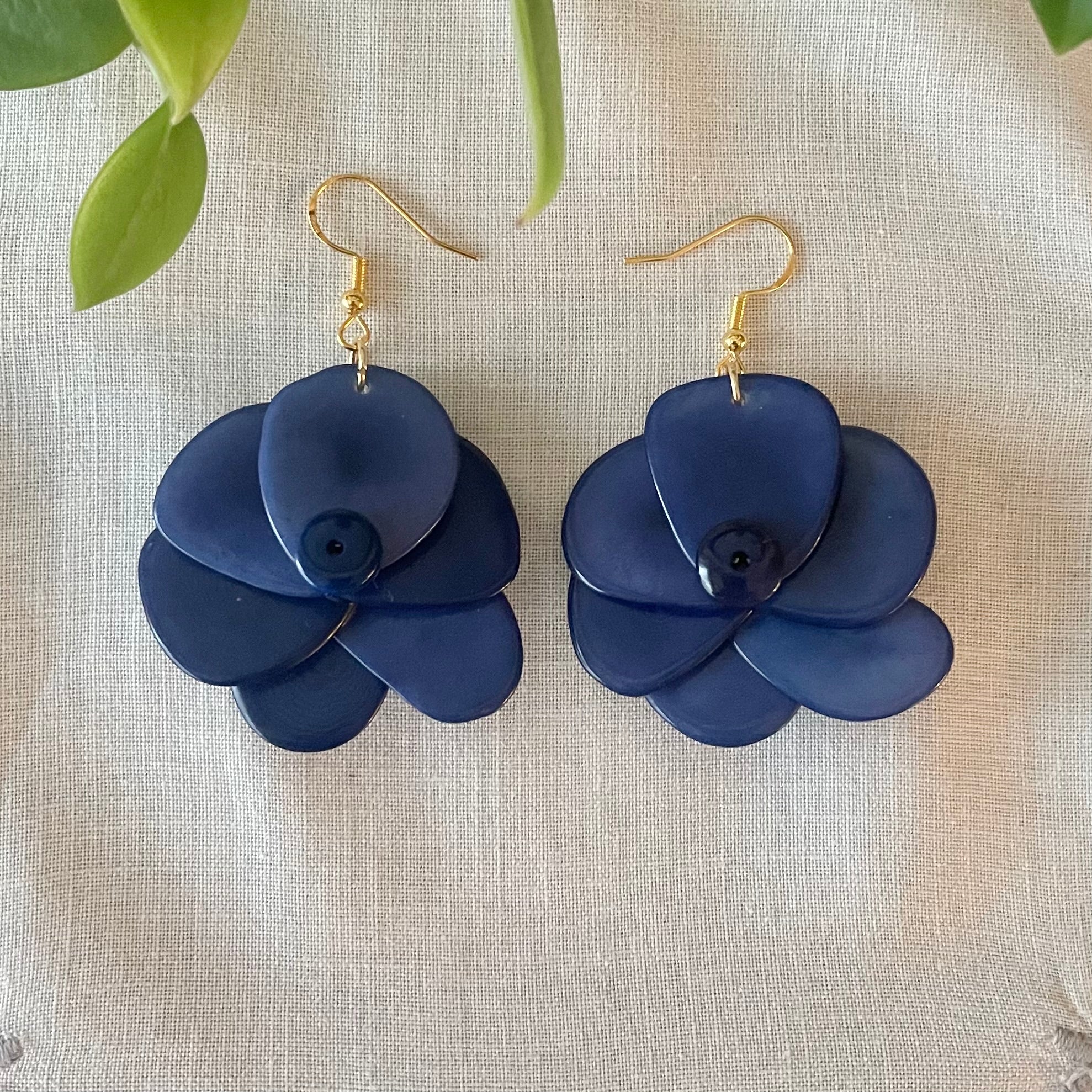 Blue tagua nut earrings 