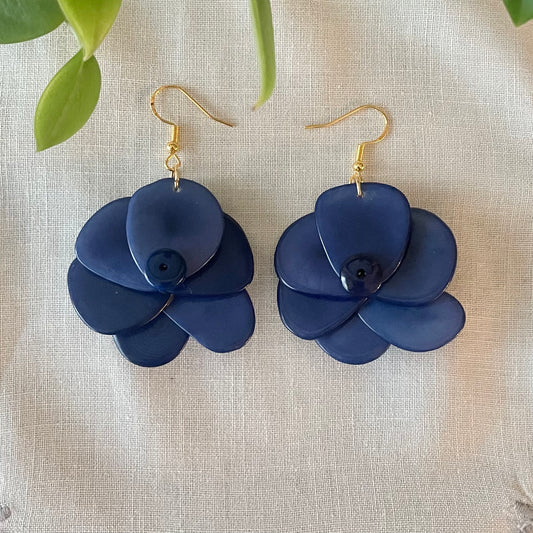 Blue tagua nut earrings  spring