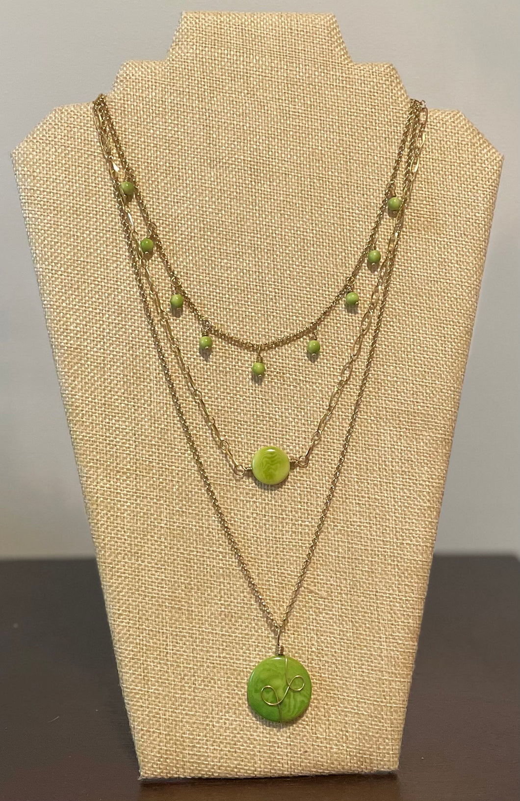 Green Triple Layer Tagua Necklace
