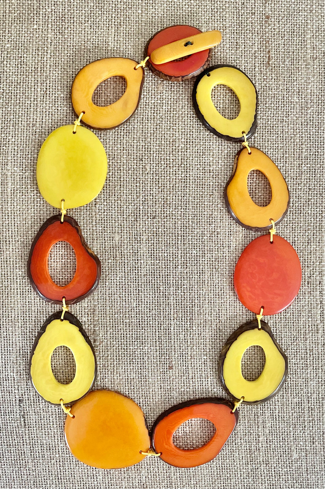 Yellow and Orange Tagua Necklace