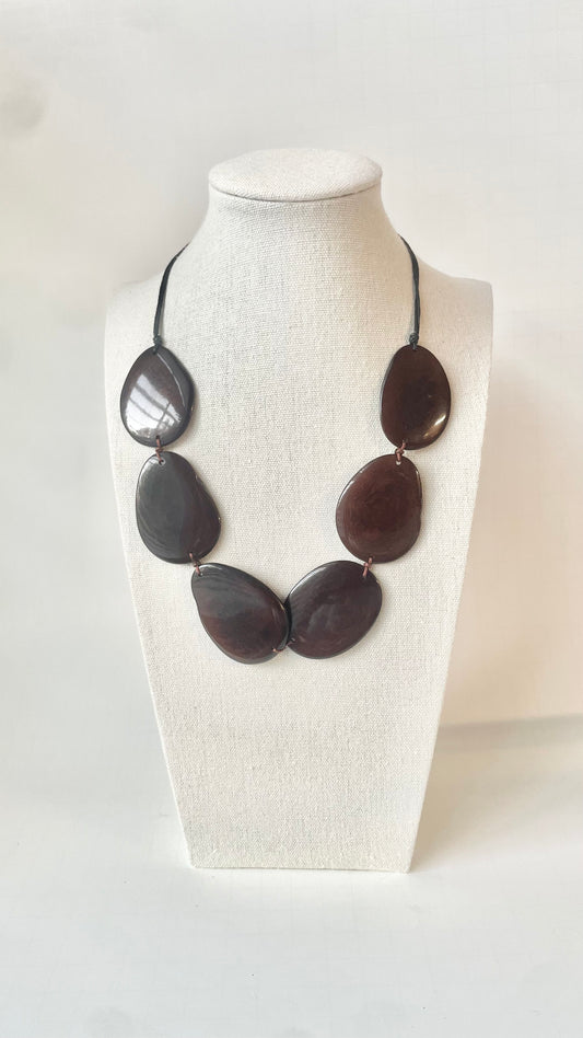 Sustainable Dark Brown Tagua Nut Adjustable Necklace