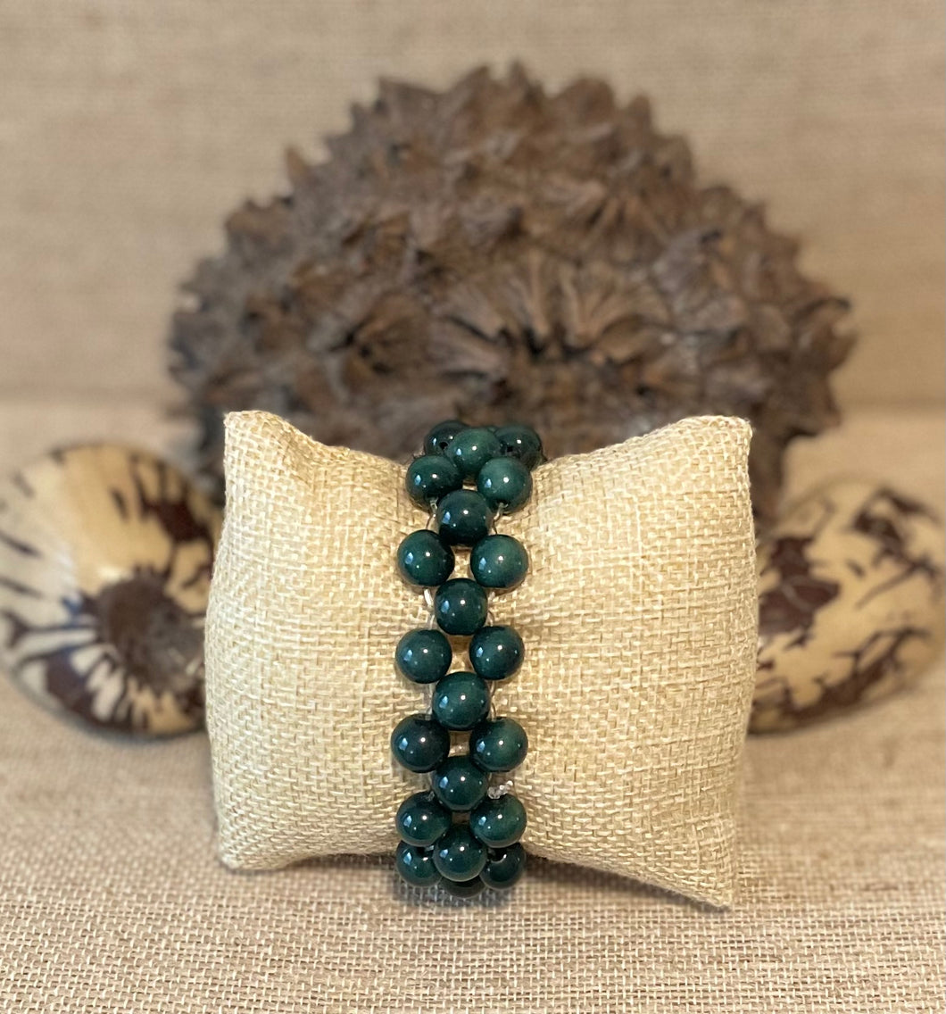 Green Tagua Nut Stretchable Bracelet