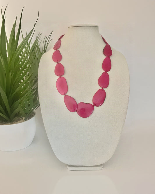 Fuchsia Tagua Nut Statement Necklace | Sustainable Handmade Jewelry