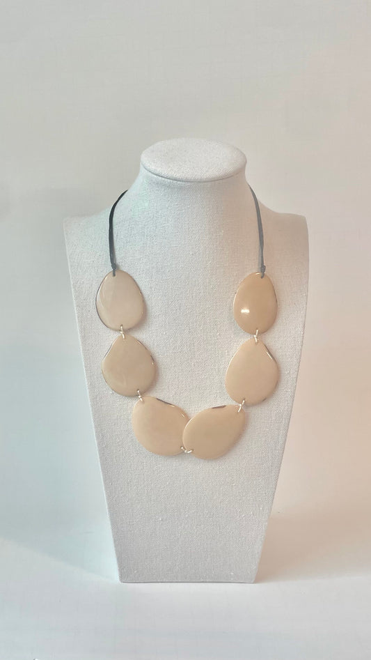 Handmade Beige Tagua Nut Adjustable Necklace | Sustainable Eco-Friendly Jewelry
