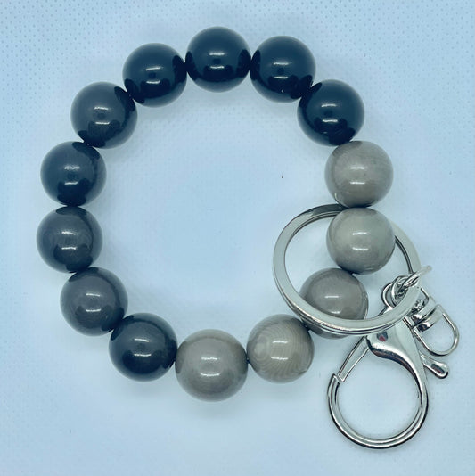 Handmade Black and Gray Tagua Nut Wristlet Keychain | Sustainable Boho Accessory