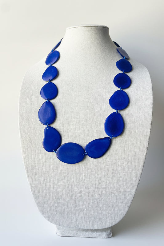 Handmade Blue Tagua Nut Necklace – Sustainable Organic Statement Jewelry