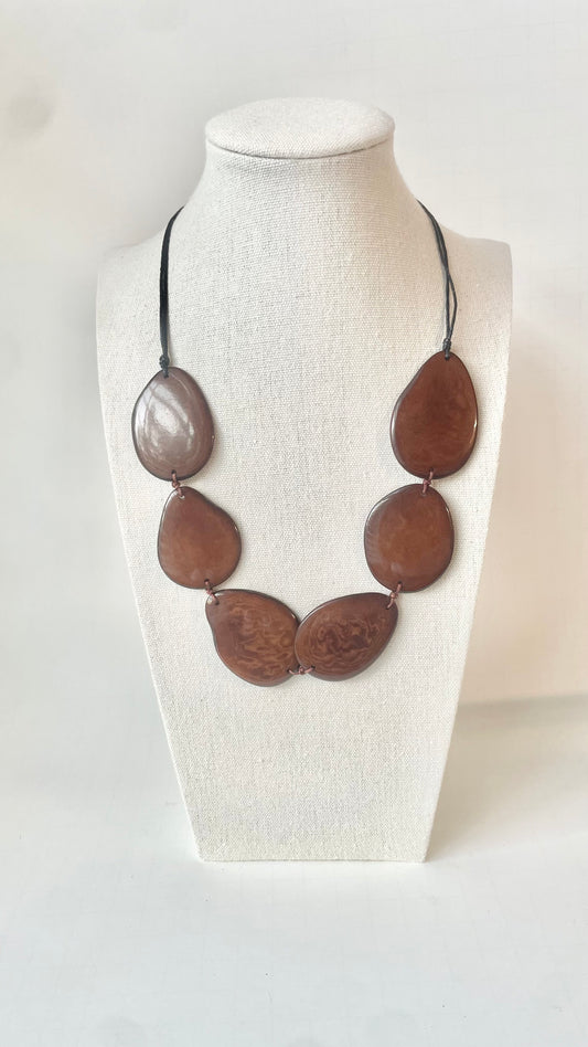Handmade Brown Tagua Nut Statement Necklace | Sustainable Vegetable Ivory