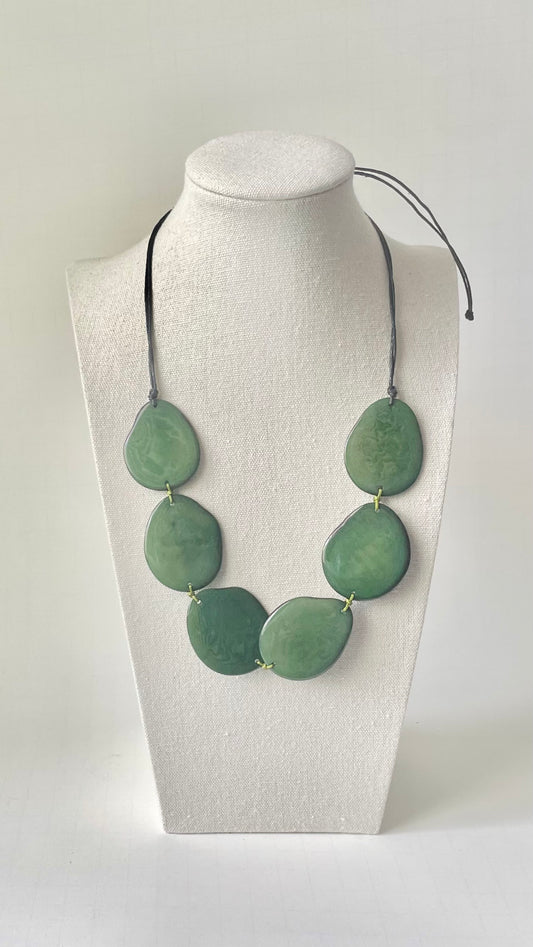 Handmade Green Tagua Nut Necklace – Sustainable Adjustable Vegan Ivory Jewelry