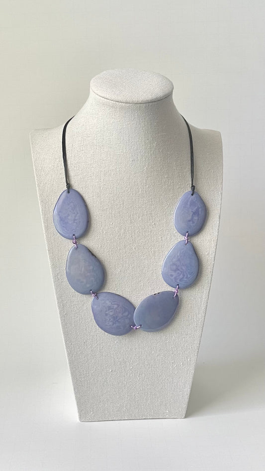 Handmade Light Purple Tagua Nut Adjustable Necklace | Eco-Friendly Vegetable Ivory