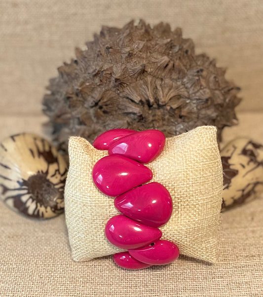 Hot Pink Fuchsia Tagua Nut Bracelet