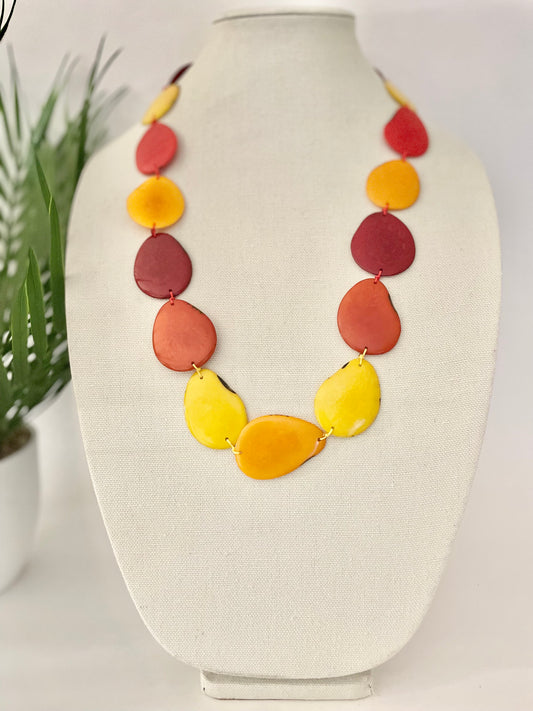 Multicolor Tagua Nut Long Necklace