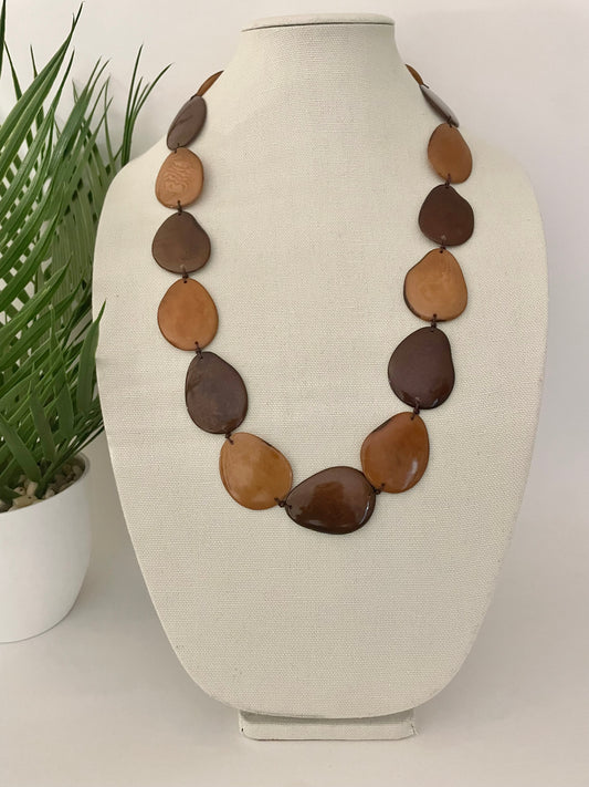 Brown Tagua Nut Long Necklace