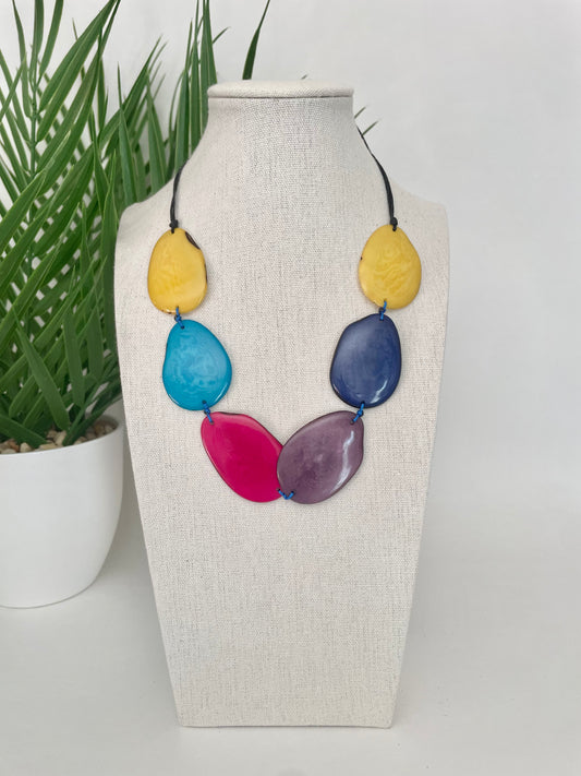 Multicolor Tagua Nut Adjustable Necklace