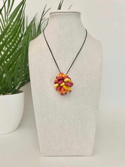 Orange and Yellow Adjustable Tagua Necklace