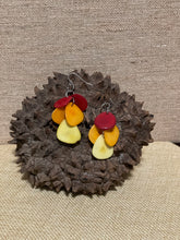 Load image into Gallery viewer, Red Orange and Yellow Tagua Dangle Earrings
