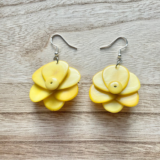 Yellow Rose Tagua Earrings