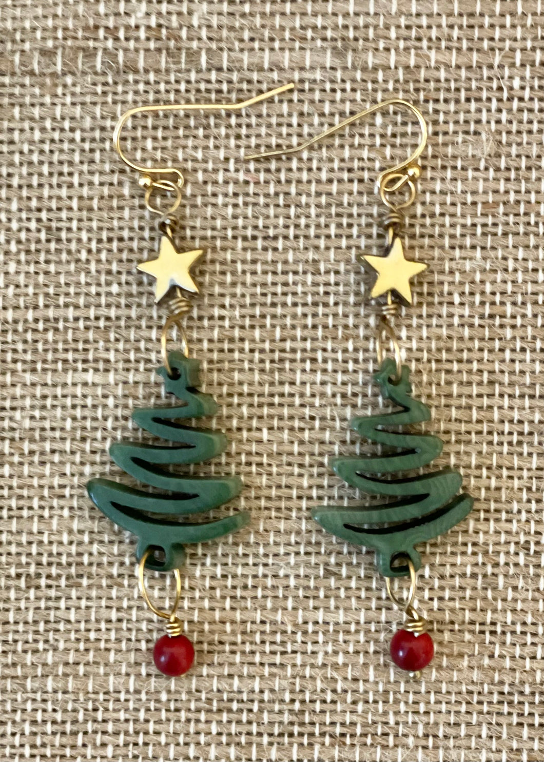 Christmas Tree Tagua Nut Earrings