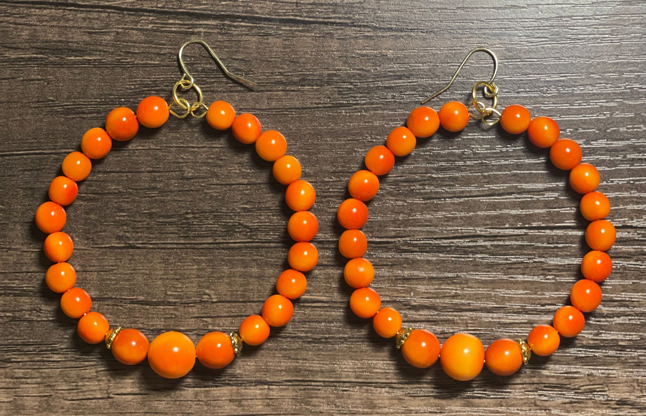 Orange Hoop Tagua Earrings