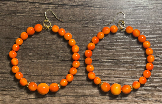 Orange Hoop Tagua Earrings
