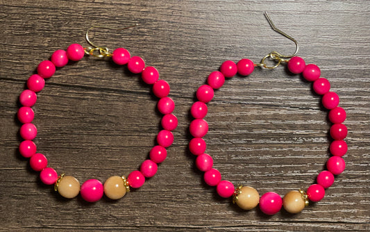 Pink and Ivory Hoop Tagua Earrings