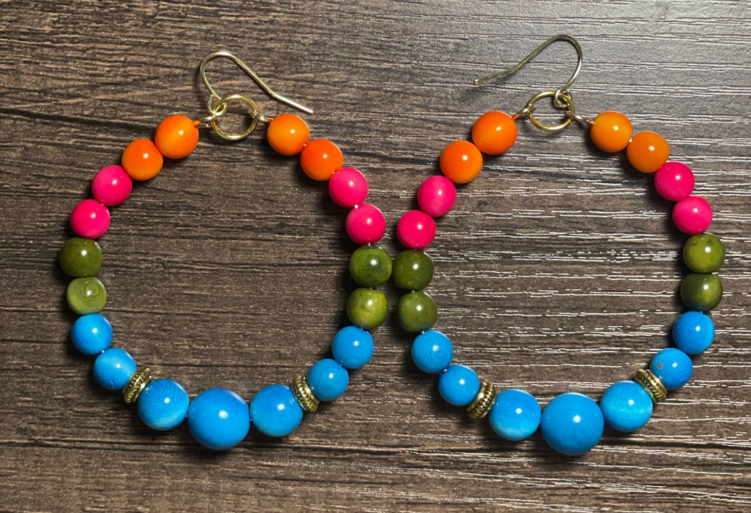 Multicolor Hoop Tagua Earrings