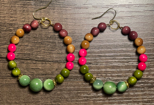 Multicolor Hoop Tagua Earrings
