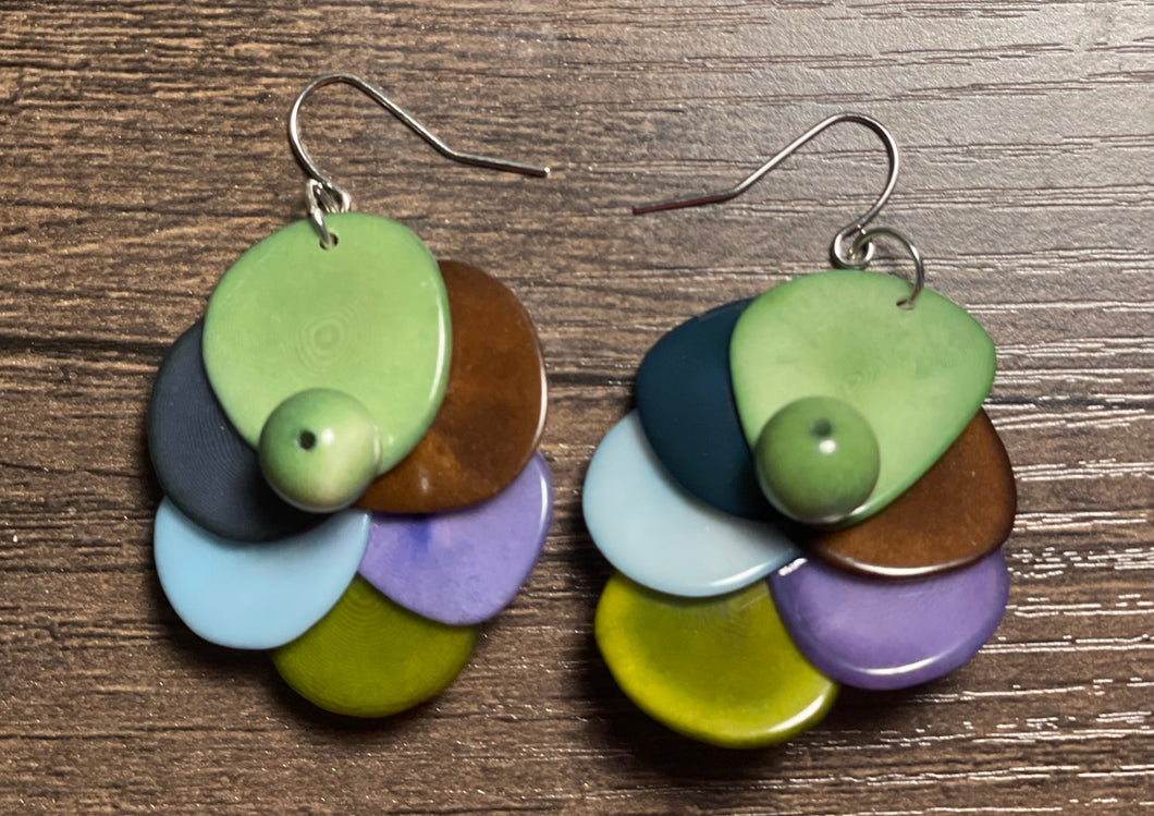 Multicolor Rose Tagua Earrings