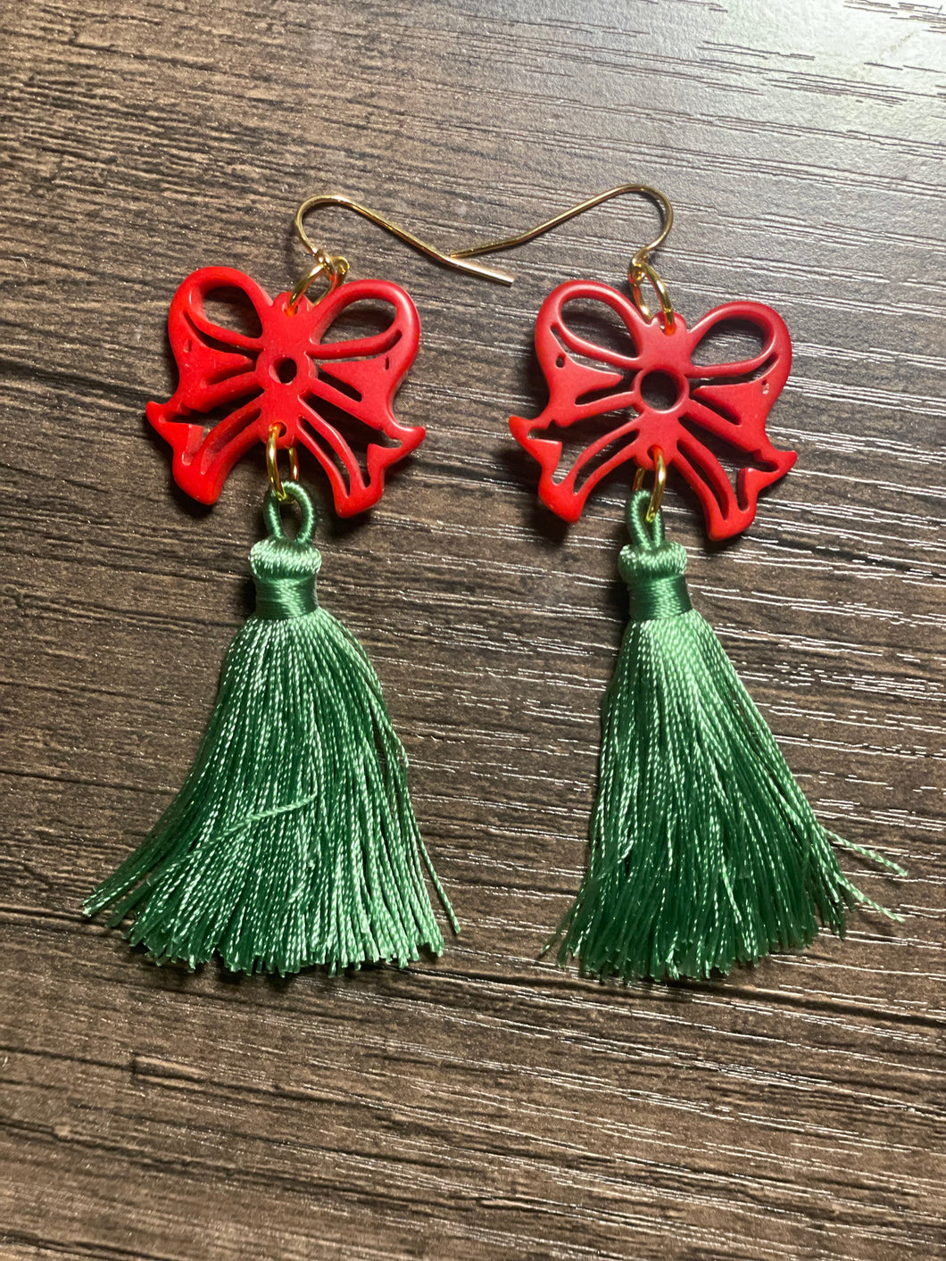 Red Christmas Bows Tagua Earrings