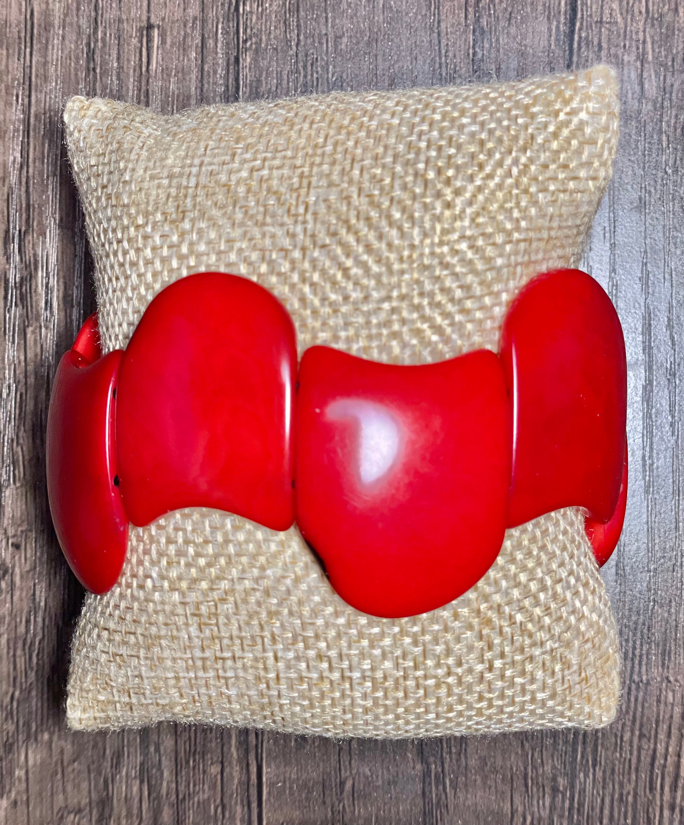 Red Wave Tagua Bracelet