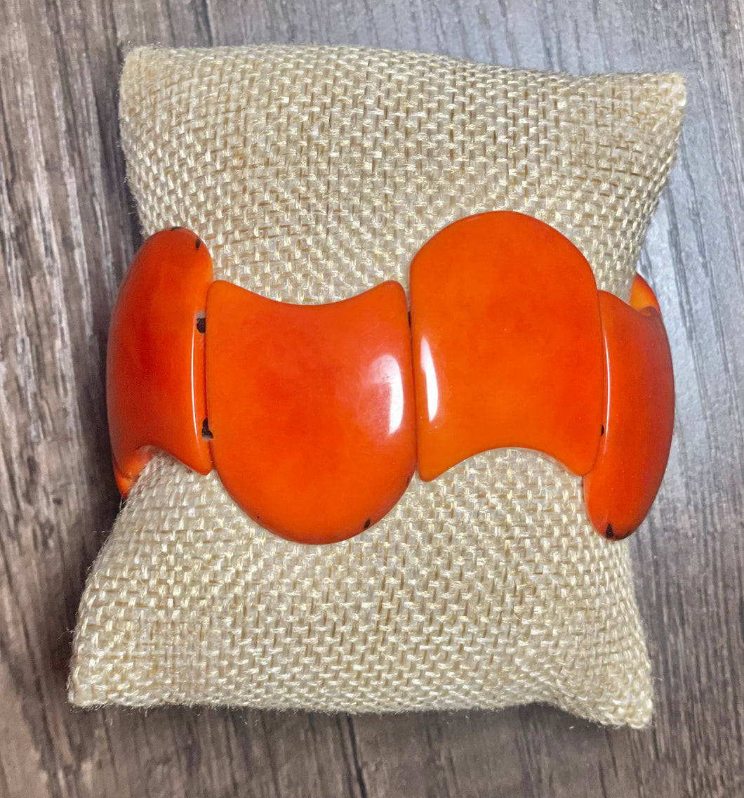 Orange Wave Tagua Bracelet