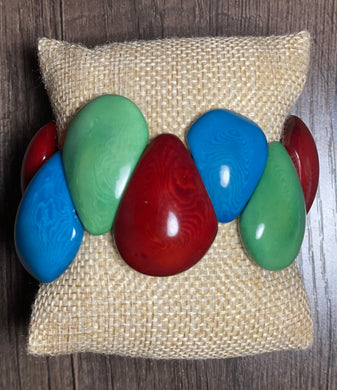 Tricolor Teardrop Tagua Bracelet