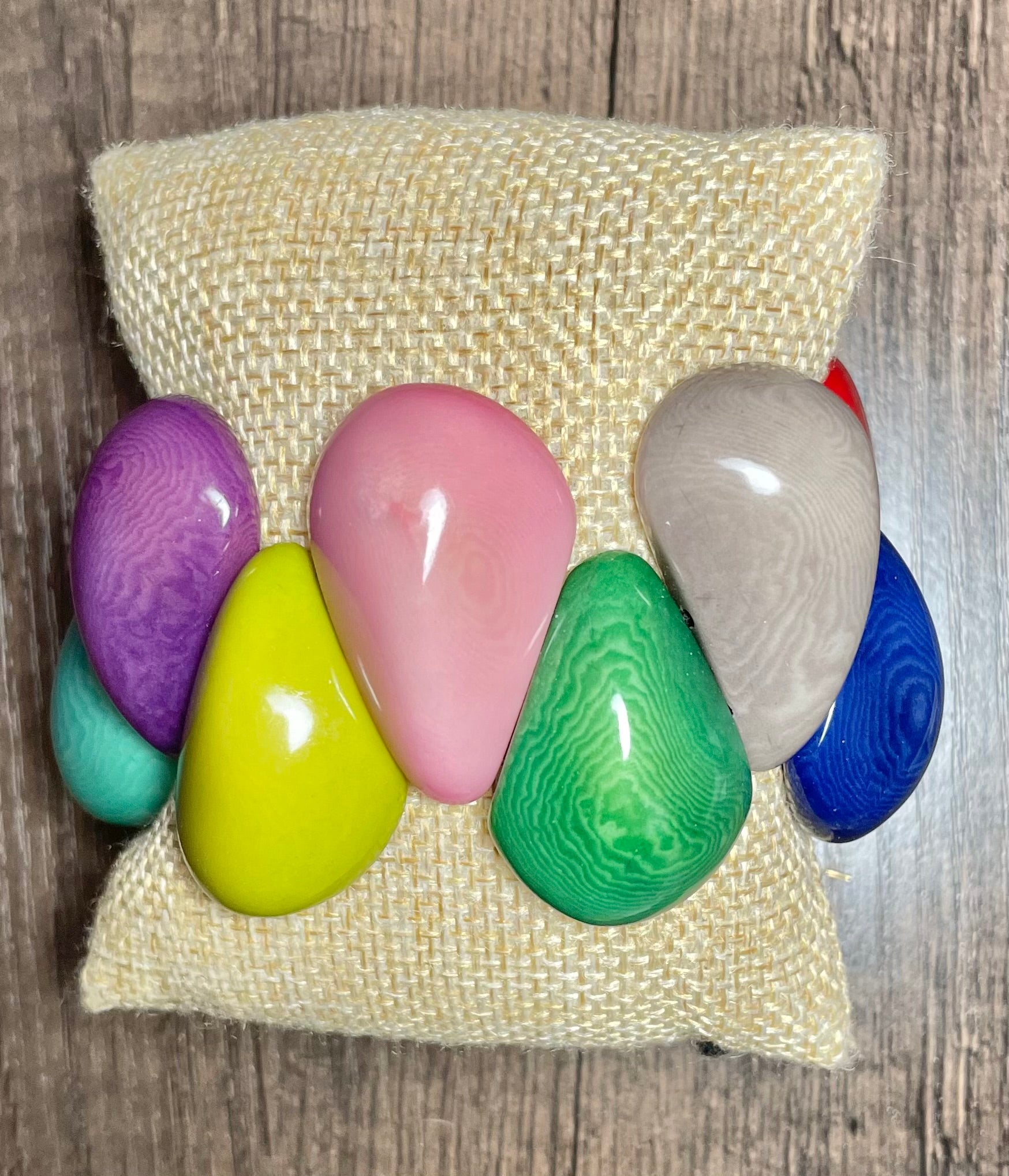 Multicolor Teardrop Tagua Bracelet