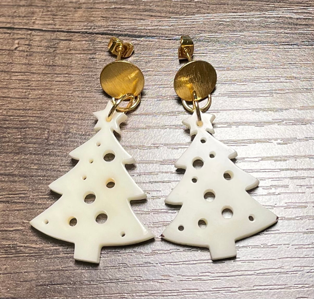 Christmas Tree Tagua Earrings