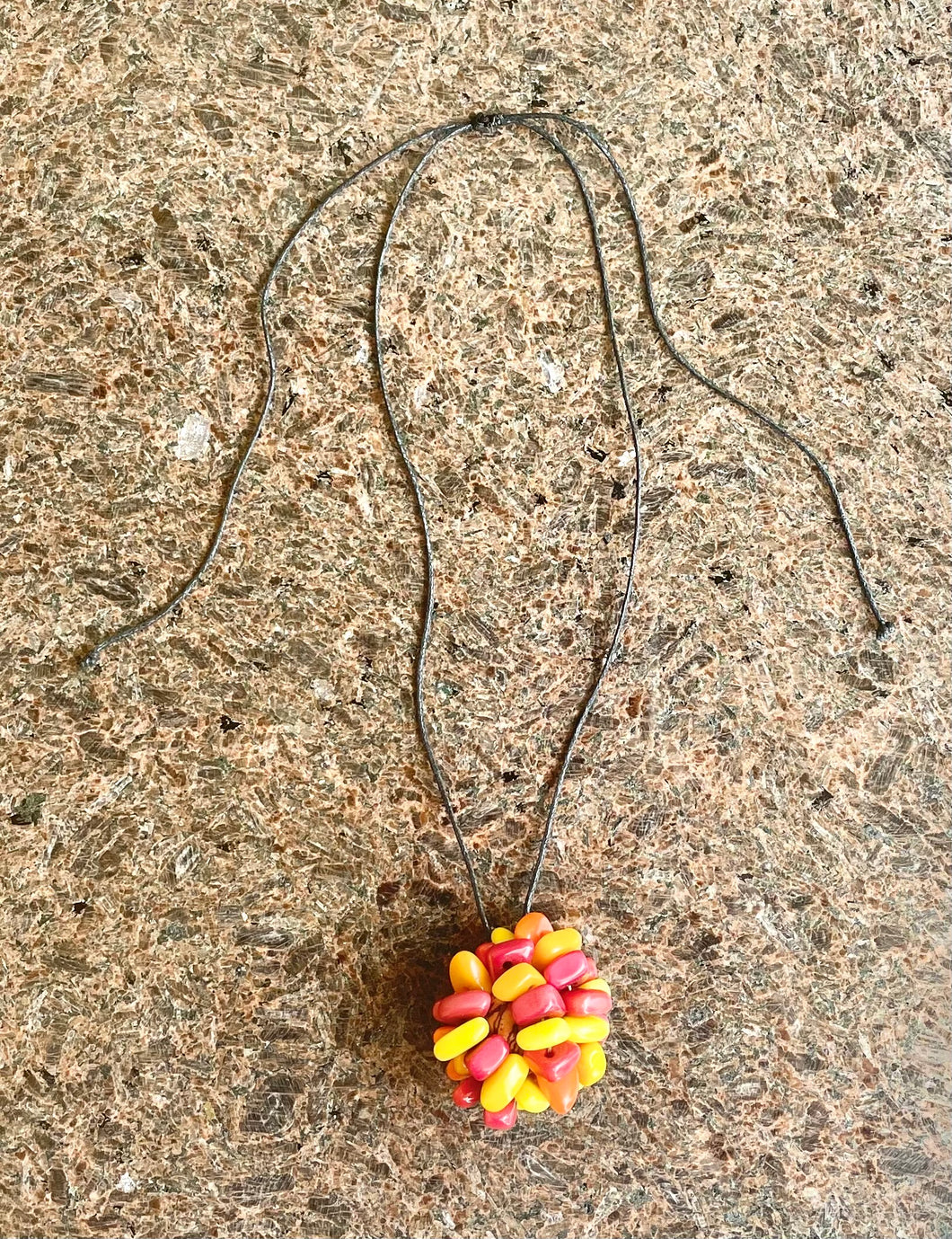 Orange and Yellow Adjustable Tagua Necklace