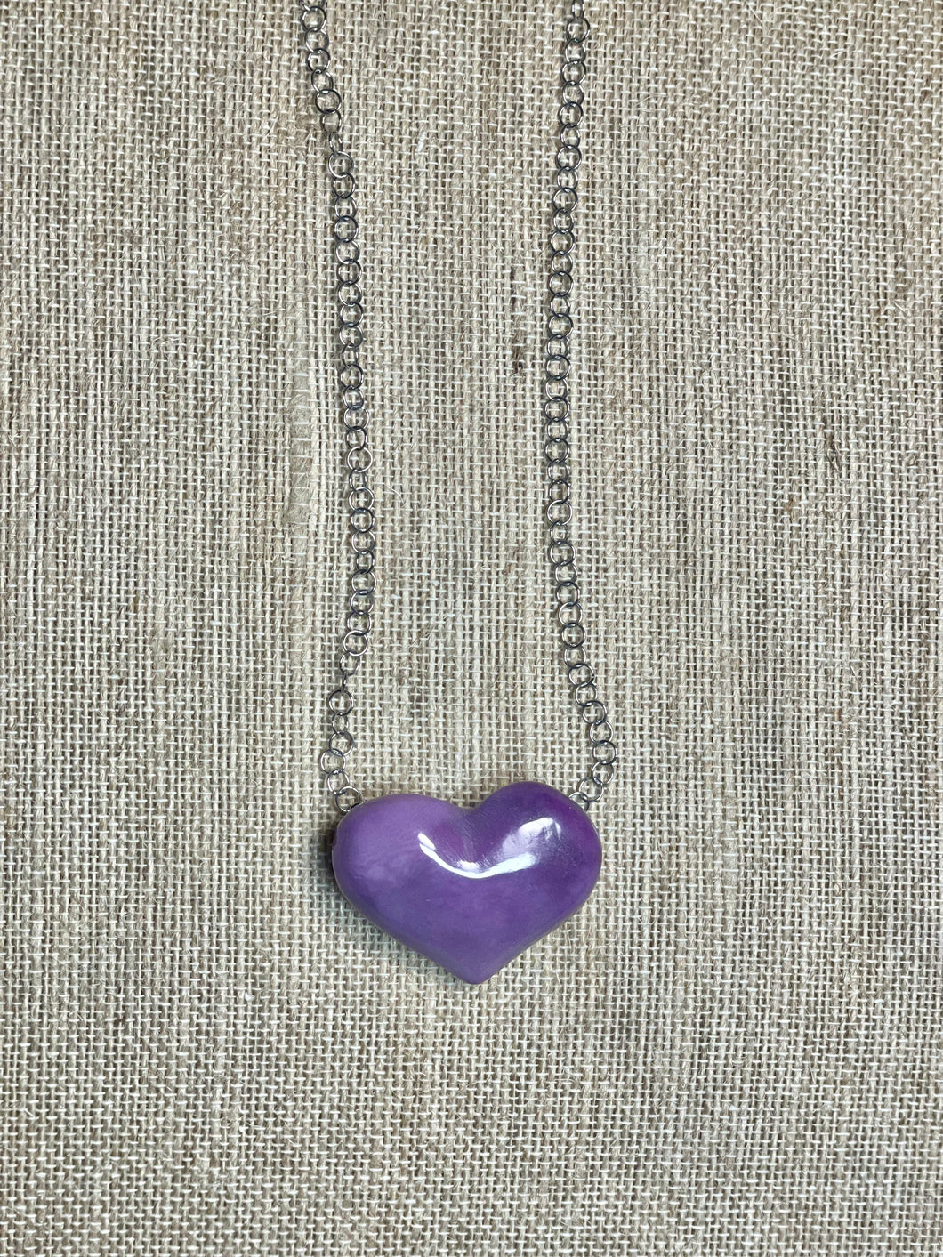 Light Purple 3D Heart Tagua Necklace