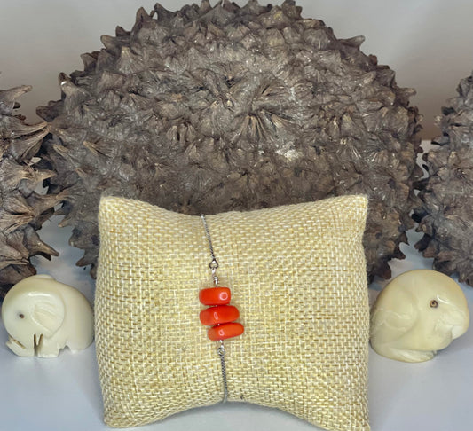 Orange Tagua Adjustable Bracelet