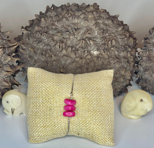 Hot Pink Tagua Adjustable Bracelet