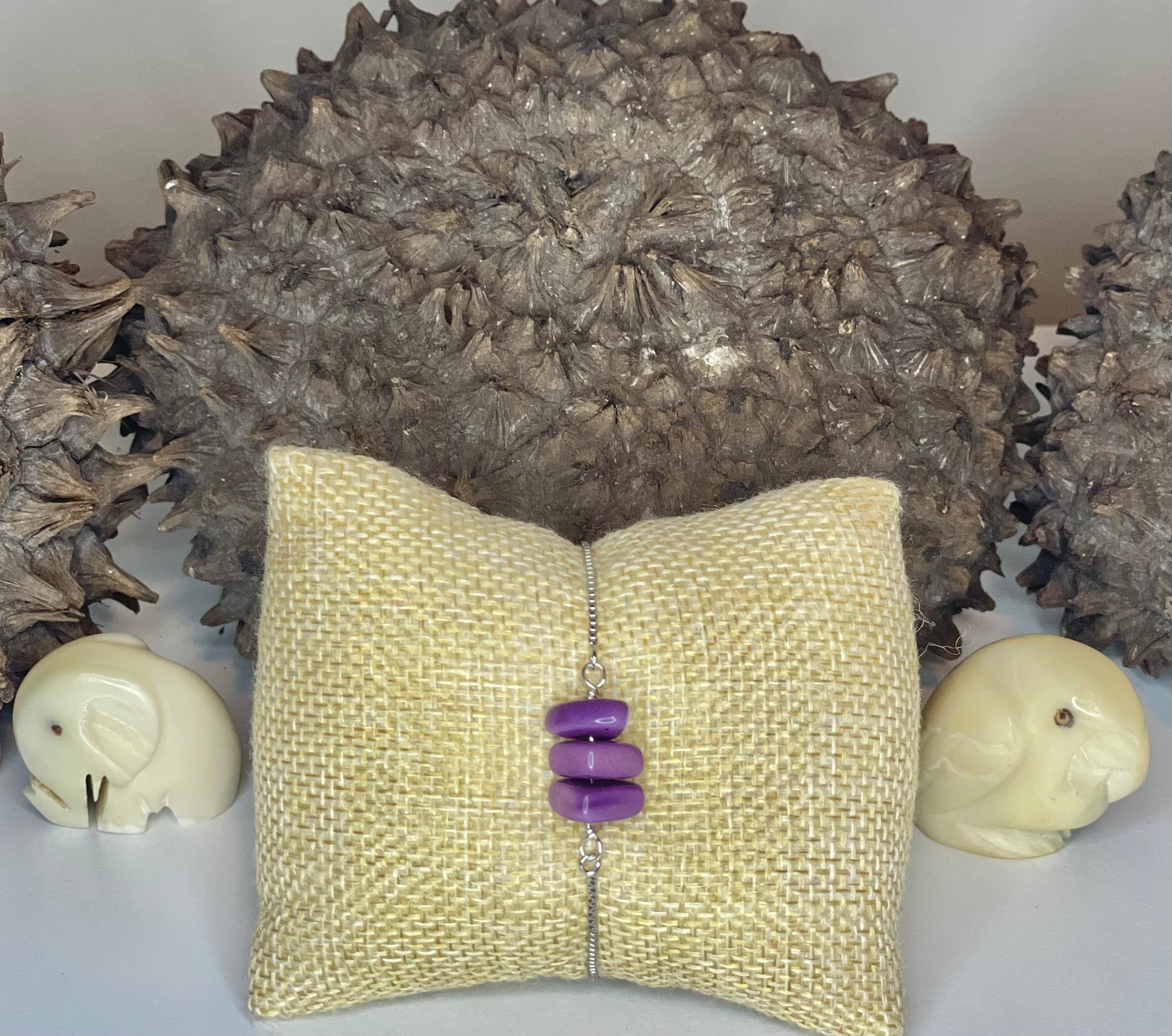 Purple Tagua Adjustable Bracelet