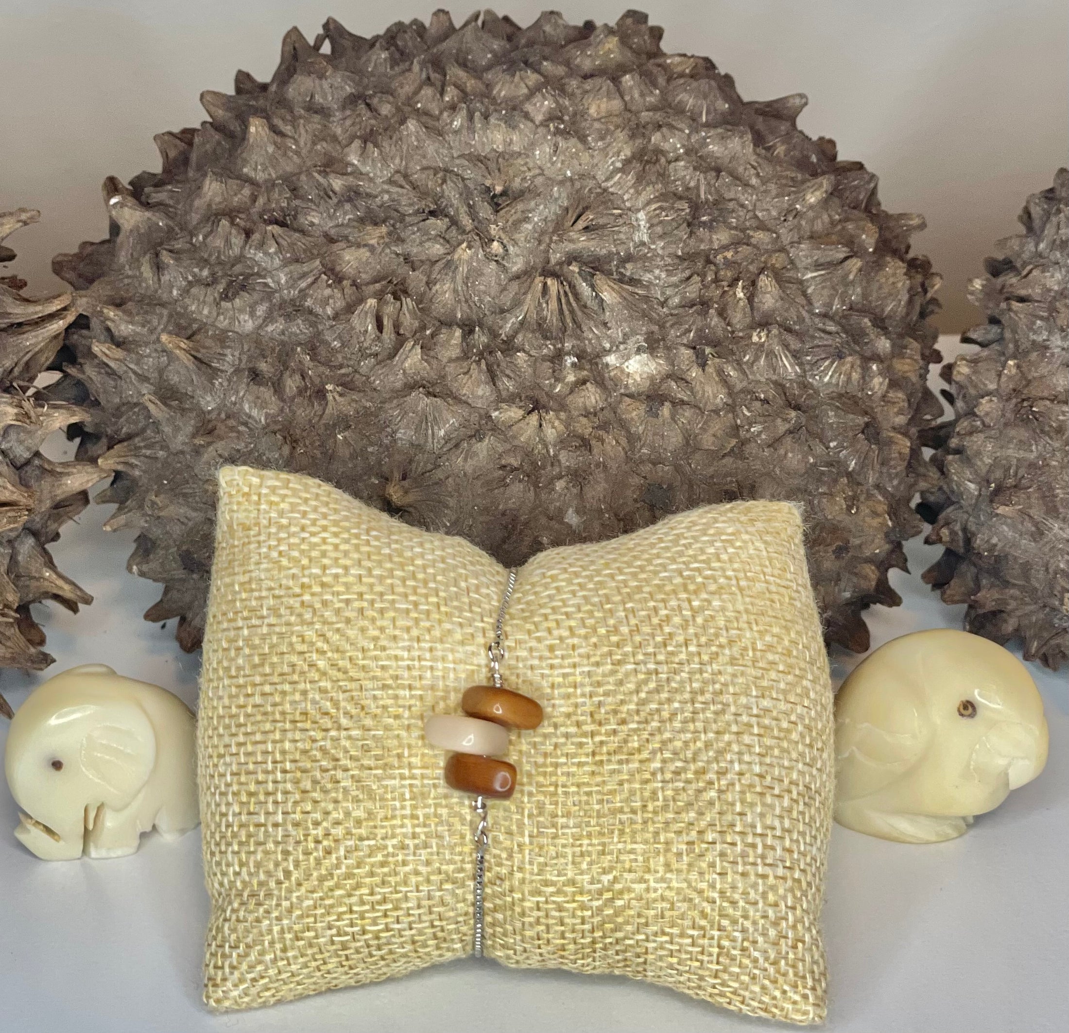 Brown and Ivory Tagua Adjustable Bracelet