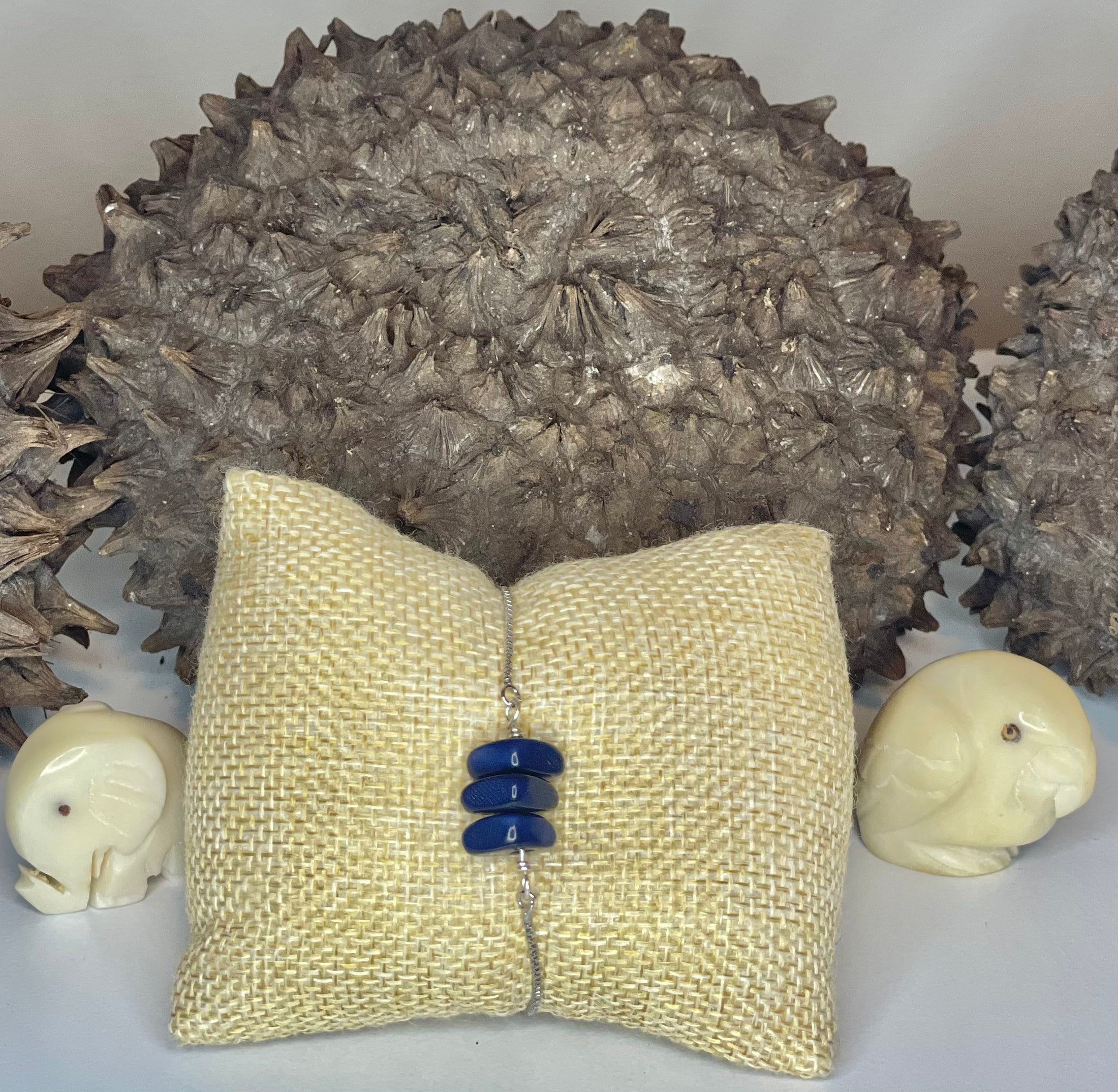 Navy Blue Tagua Adjustable Bracelet