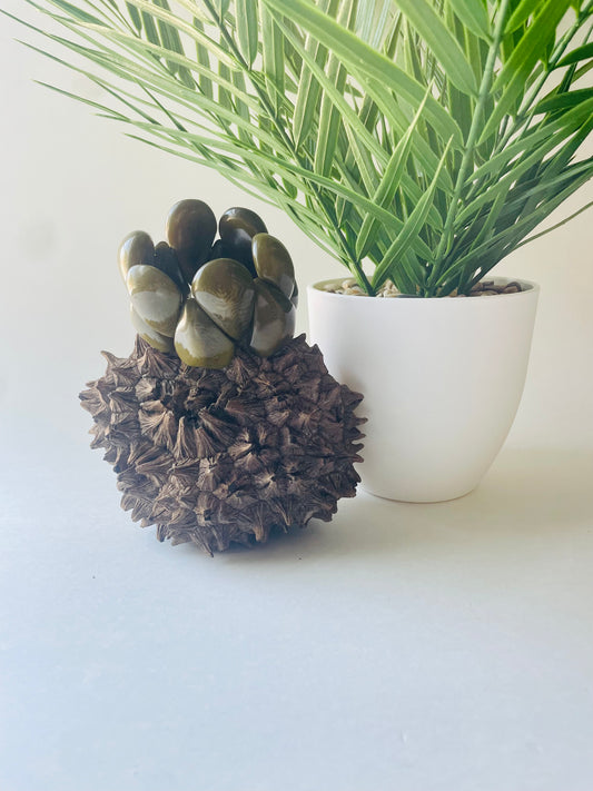 Handmade Olive Green Teardrop Tagua Nut Stretchable Bracelet – Sustainable Vegetable Ivory Jewelry