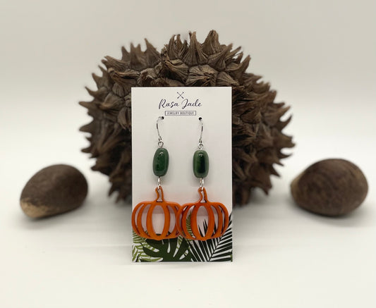 Pumpkin Carved Tagua Earrings