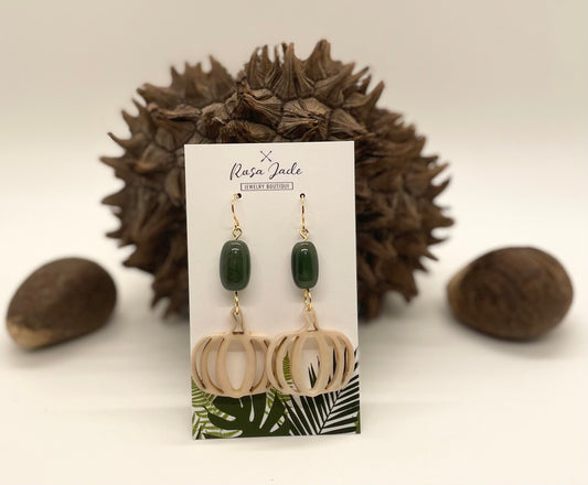 Pumpkin Carved Tagua Earrings