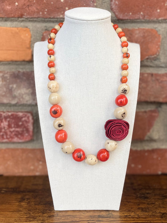 Pambil (Bombona) Necklace with Orange Peel Flower