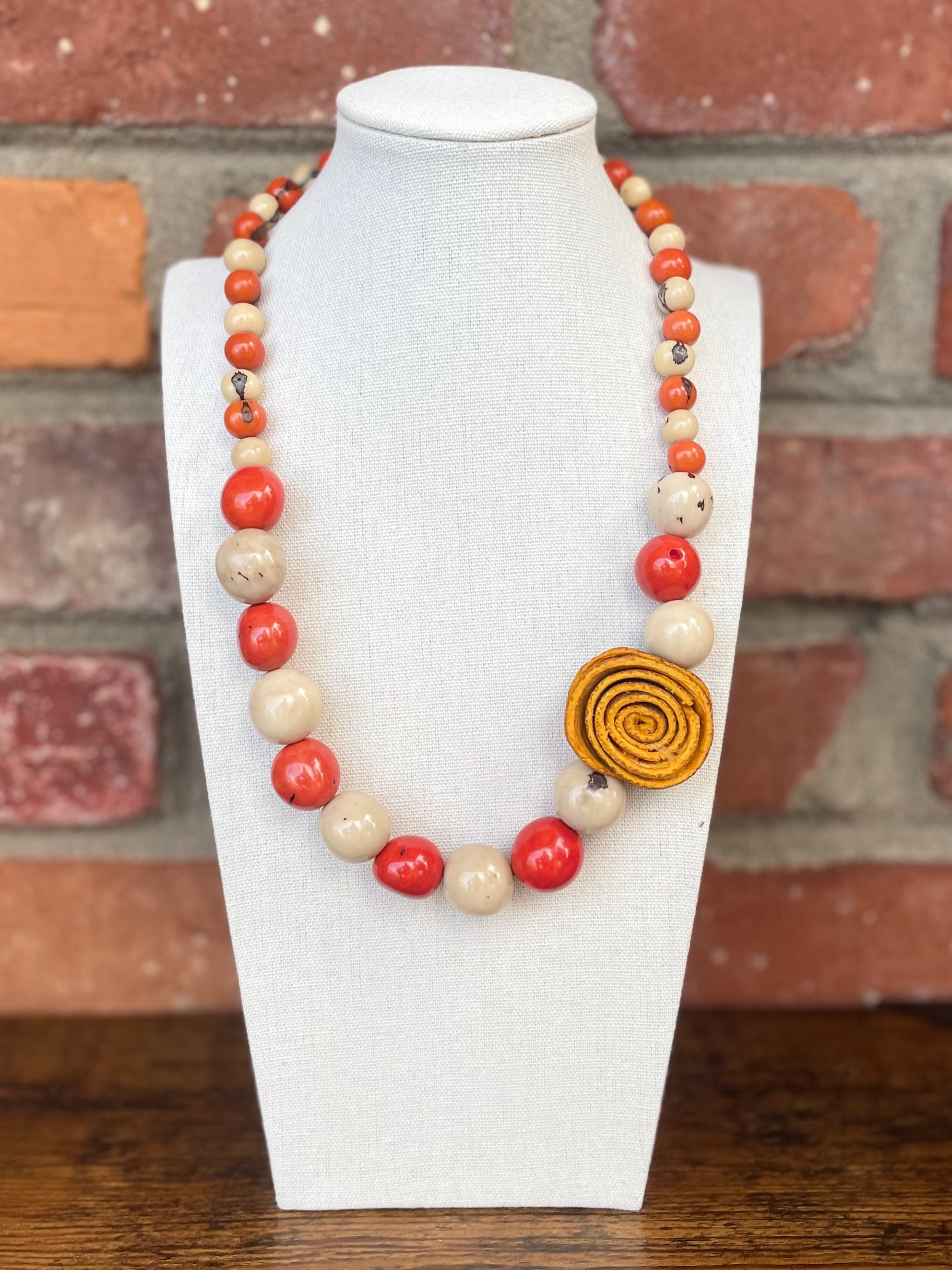 Pambil (Bombona) Necklace with Orange Peel Flower