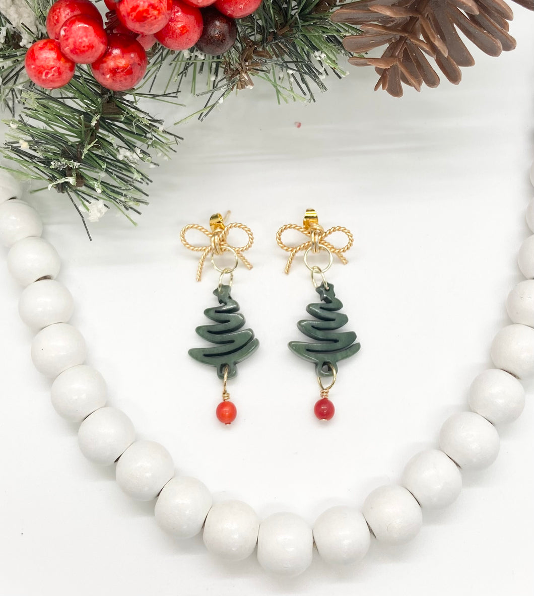 Christmas Tree Tagua Nut Earrings