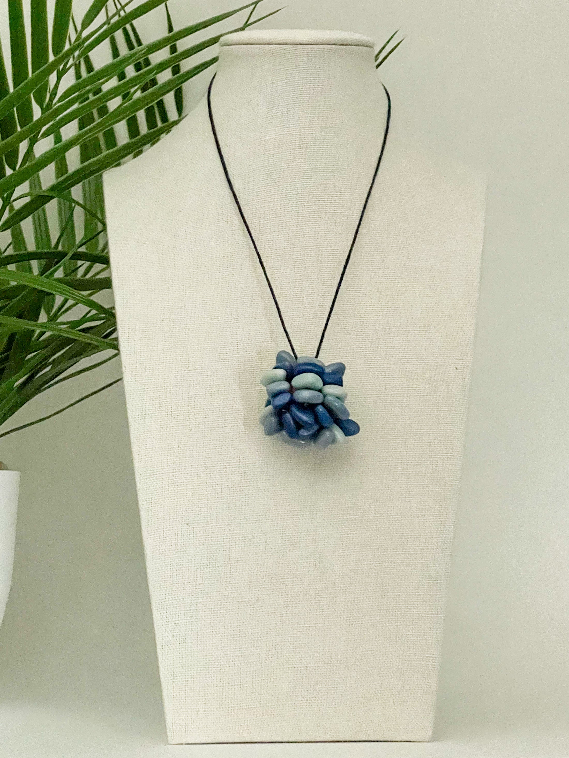 Blue Adjustable Tagua Necklace