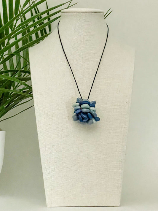 Blue Adjustable Tagua Necklace