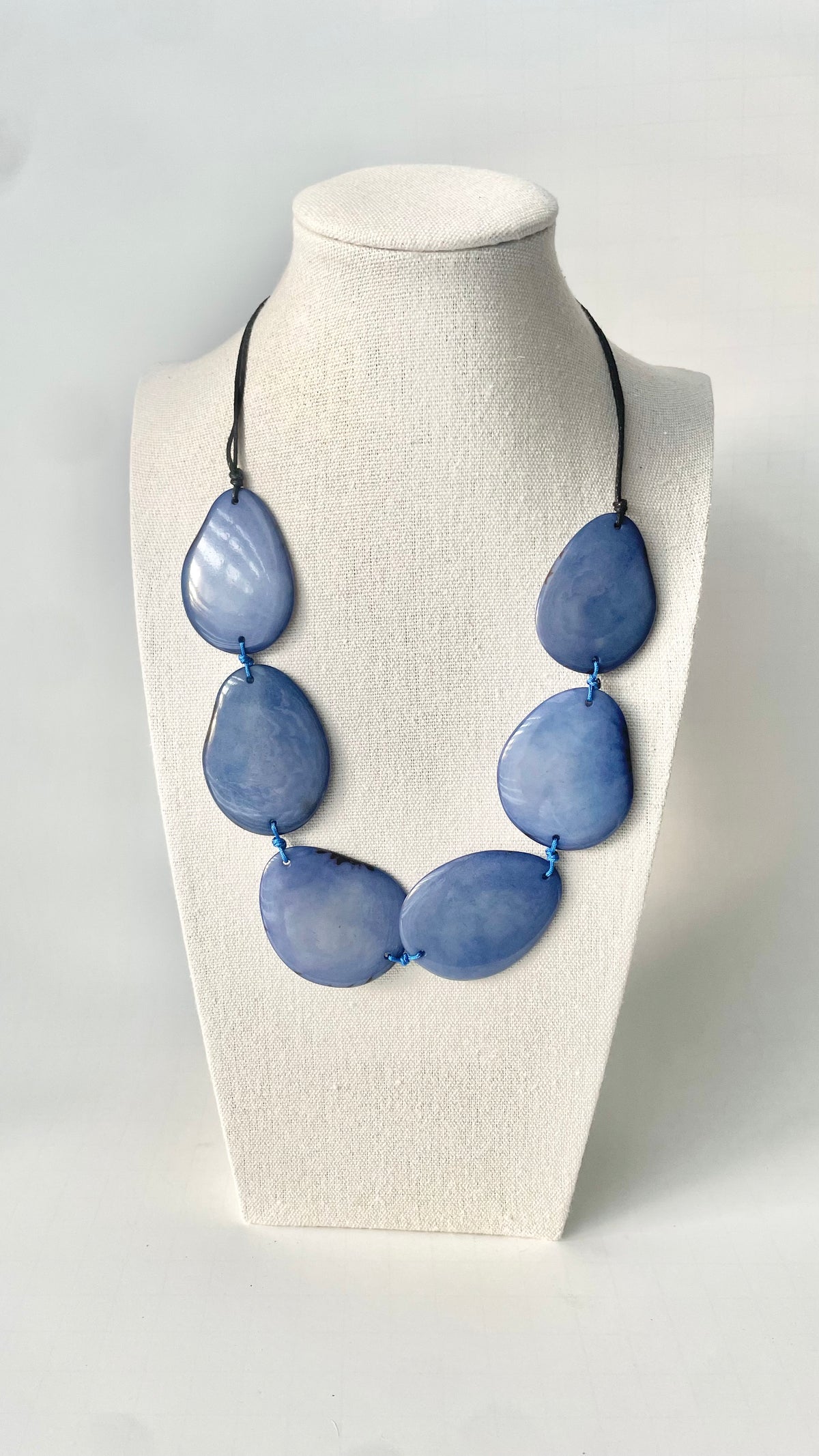 Light Blue Tagua Nut Adjustable Necklace – Sustainable Handmade Jewelry